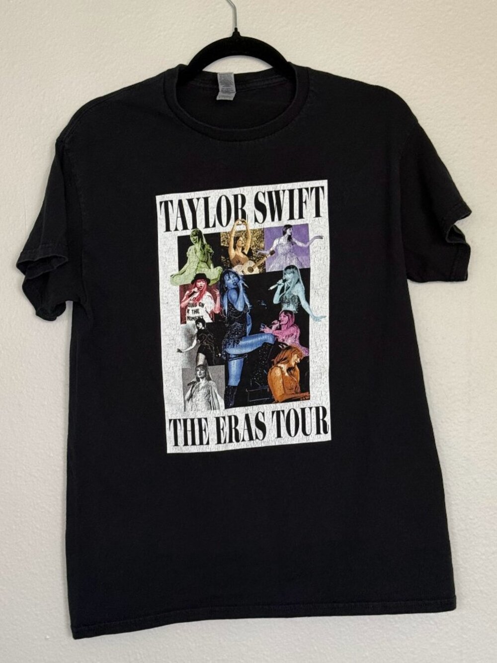 Taylor Swift The Eras Tour Graphic Concert T Shirt Black Gildan Heavy Cotton M